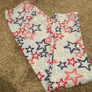 OS Baby Blue Star Print Lularoe Leggings